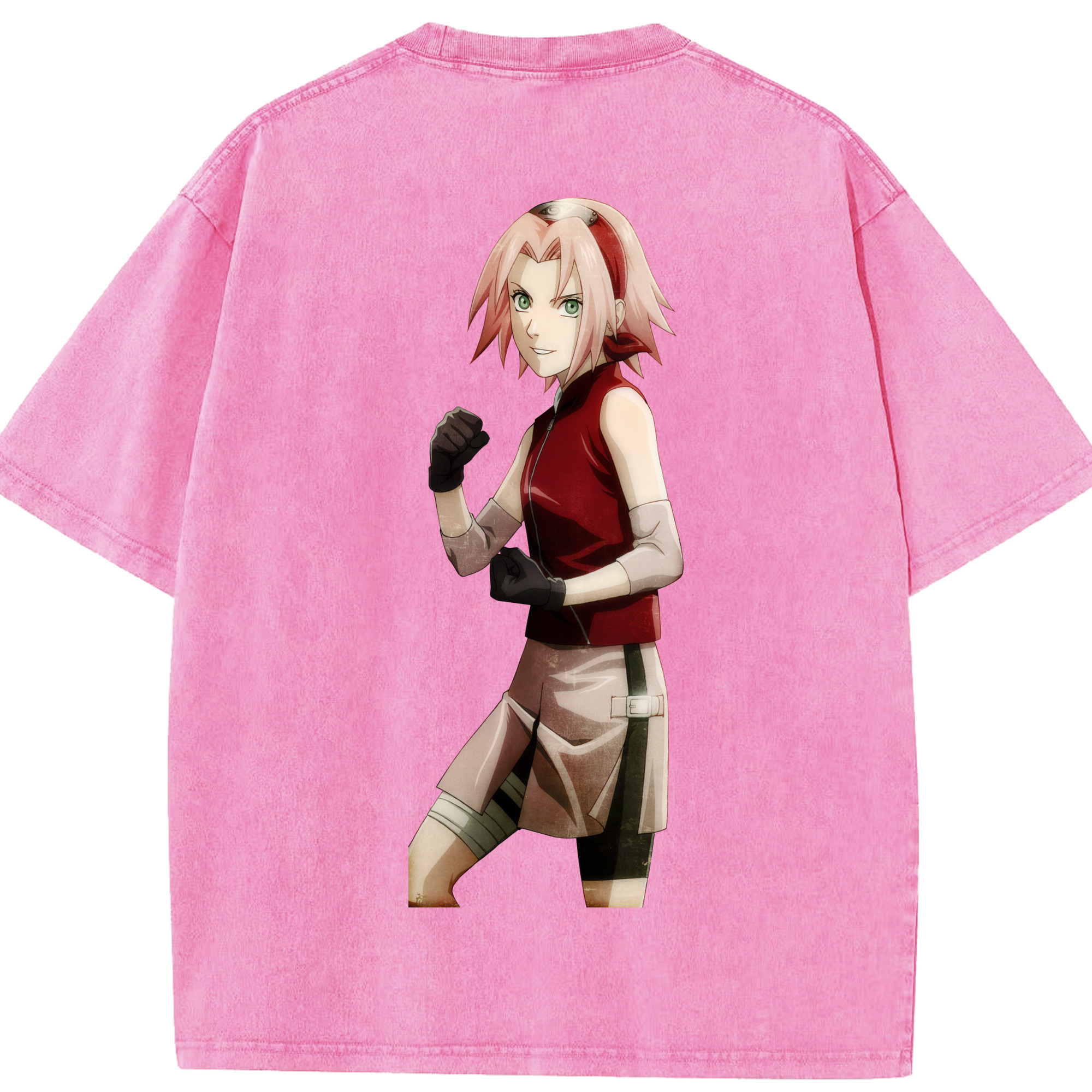 （画像用） NARUTO -ナルト- 春野サクラ Haruno Sakura 綿100% ヴィンテージ風 半袖Tシャツ（背面プリント）